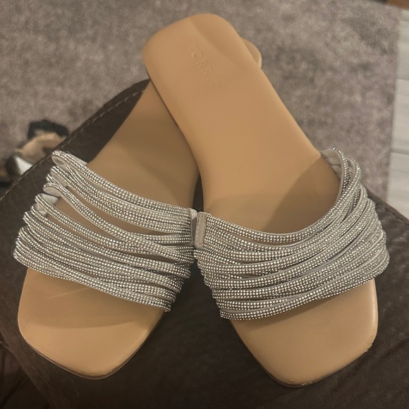 torrid Shoes - Women's Silver Beaded Slide Sandals Torrid sz.10.5